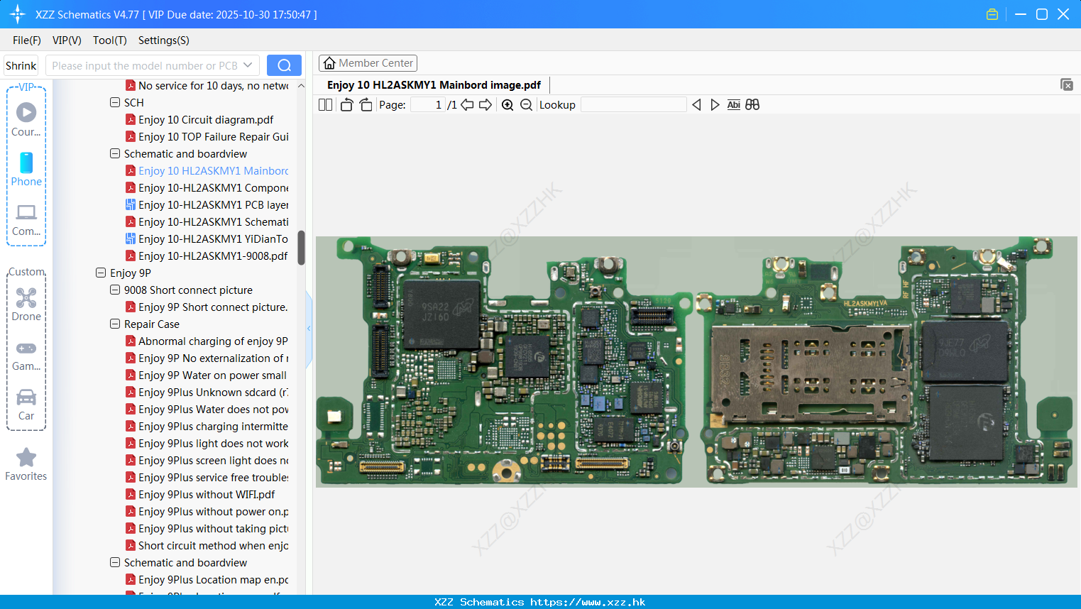 Huawei Enjoy 10 HL2ASKMY1 Mainbord Image